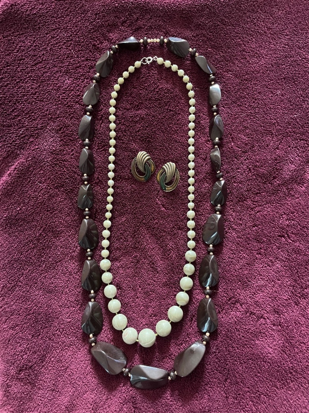 Costume jewelry beaded necklaces and earrings